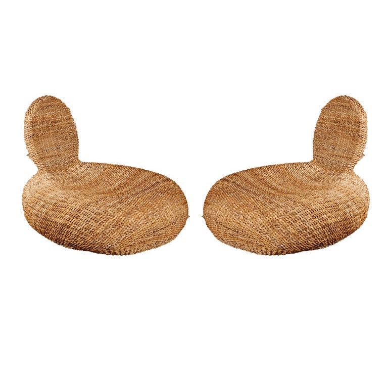 Pair of Woven Jute Chairs at 1stDibs