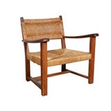 Vintage Dutch Rattan Wood Arm Chair