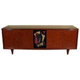 Retro An Elegant French Buffet with Abstract Etched and Painted Glass