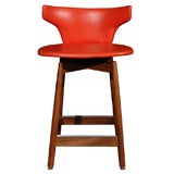 A Pair of American Bent Plywood Swiveling Counter Top Stools
