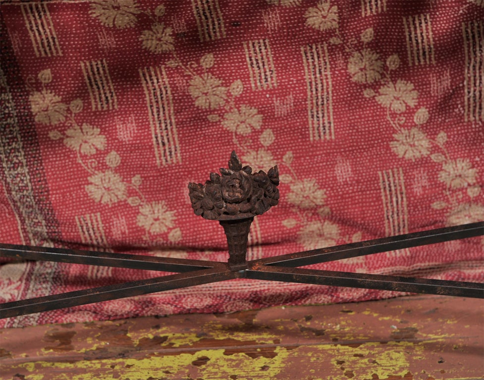 French Cast Iron Console Table with Blue Stone Top 1