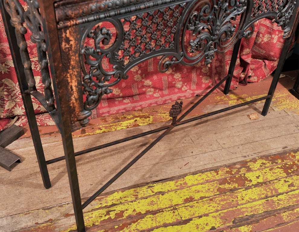 French Cast Iron Console Table with Blue Stone Top 7