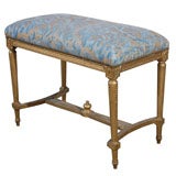 Fortuny Upholstered Italian Giltwood Bench C. 1920's