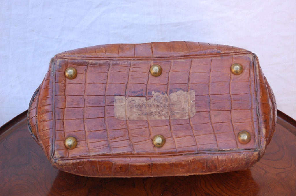French Art Deco Embossed Crocodile Leather Doctor's Bag, c. 1920 For Sale  at 1stDibs