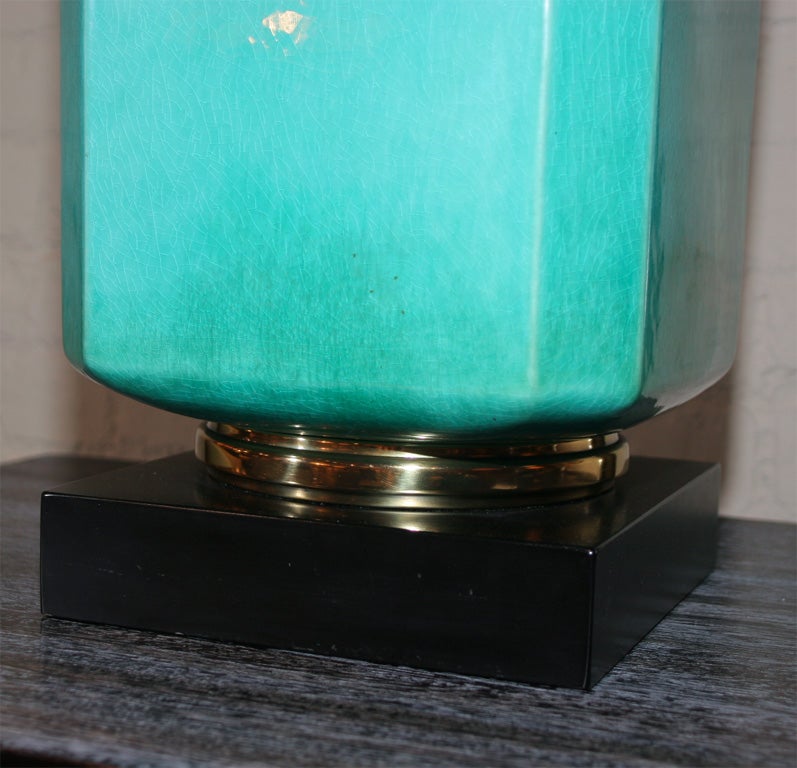 Turquoise enamel lamp 1