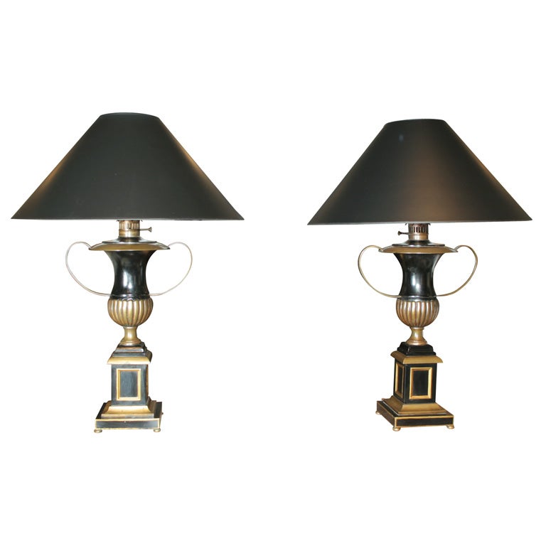 Pair of Regency Style Urn Lamps For Sale