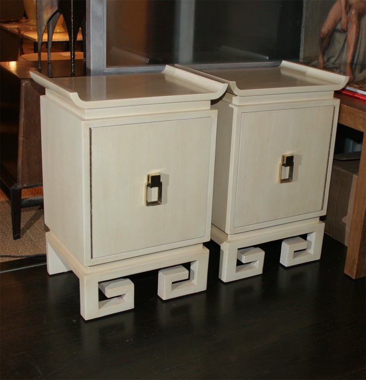 Pair of Asian-inspired bedside chests