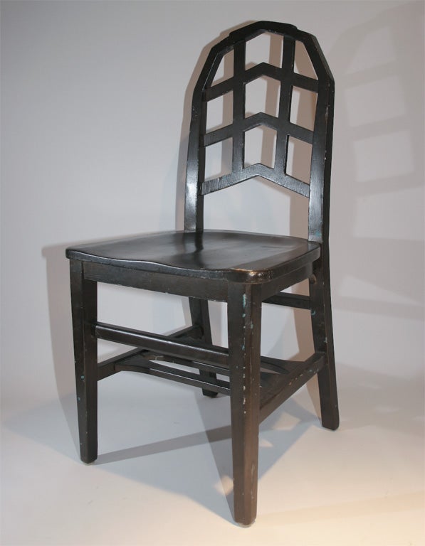 Set of Four Brown-Painted Side Chairs
