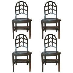 Set of Four Brown-Painted Side Chairs