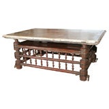 Wood Crib Coffee Table with Painted Top