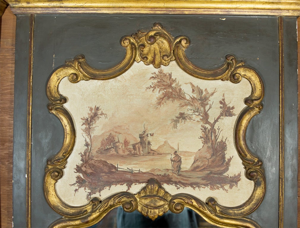 Painted Pr. Chinoiserie Trumeau Mirrors For Sale