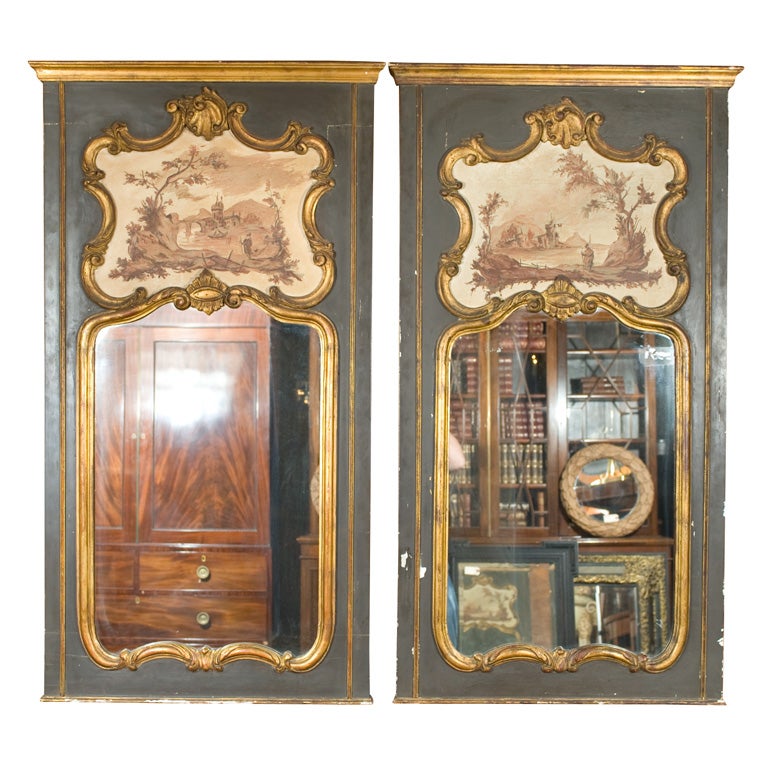 Pr. Chinoiserie Trumeau Mirrors For Sale
