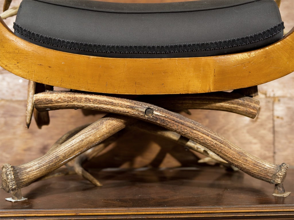 19th Century Antler Mounted Biedermier Bench For Sale