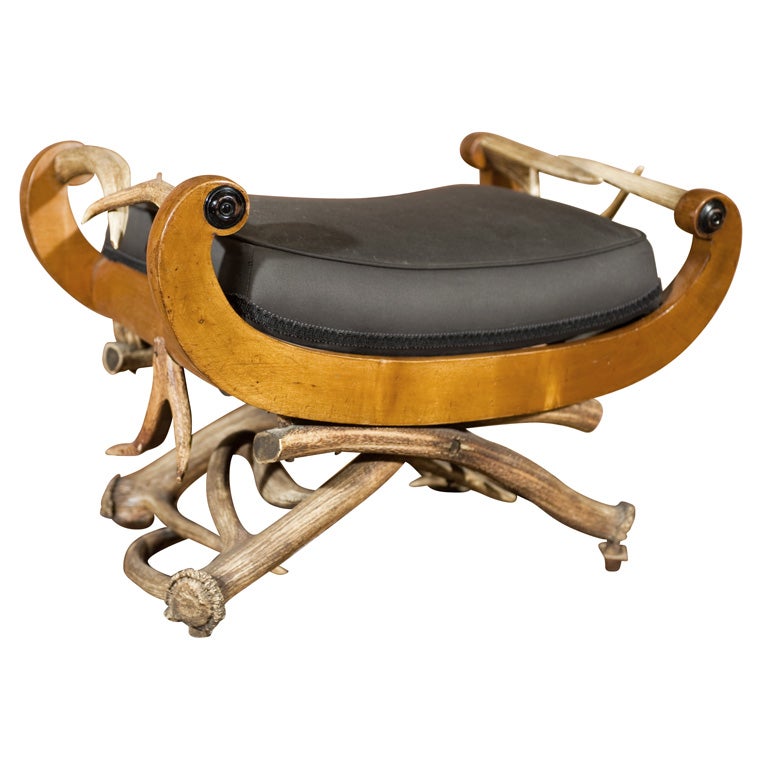 Antler Mounted Biedermier Bench For Sale