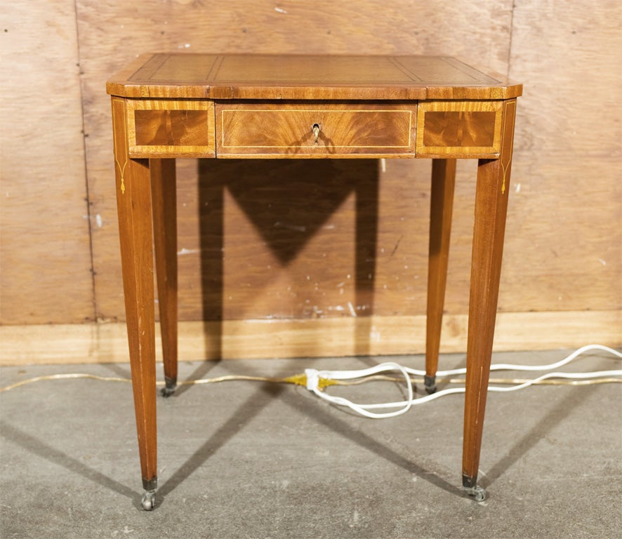 Leather Top Inlay Side Table