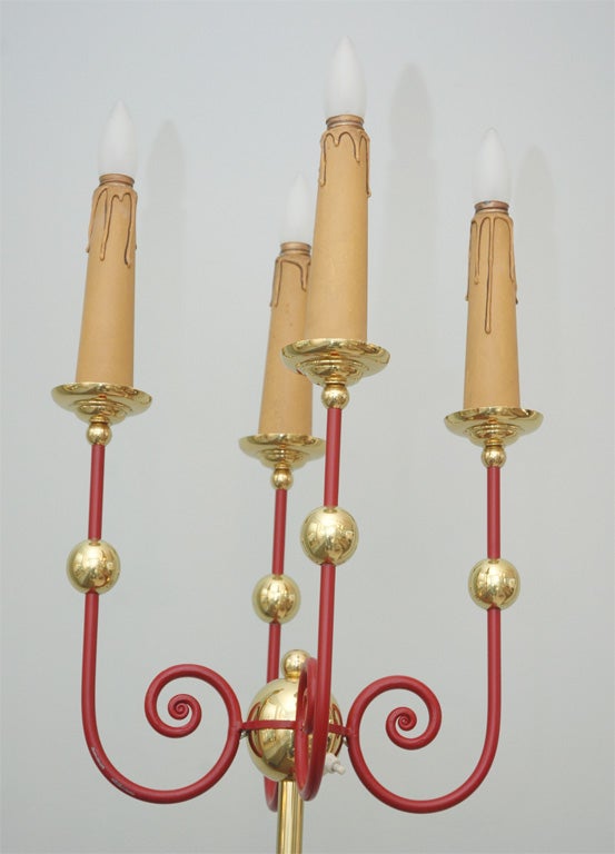 Floor Lamp in Wrought Iron and Brass
