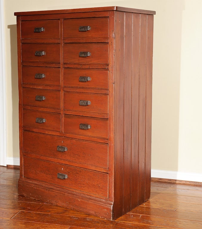 A wonderful pine multi-drawer general store fixture from Maine.  This piece has been refinished and is ready to go into your home.