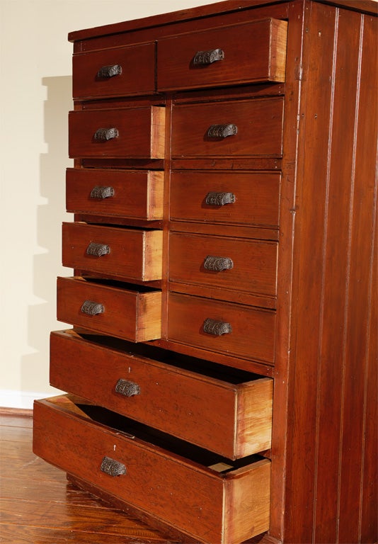 Pine Antique General Store Display Cabinet For Sale