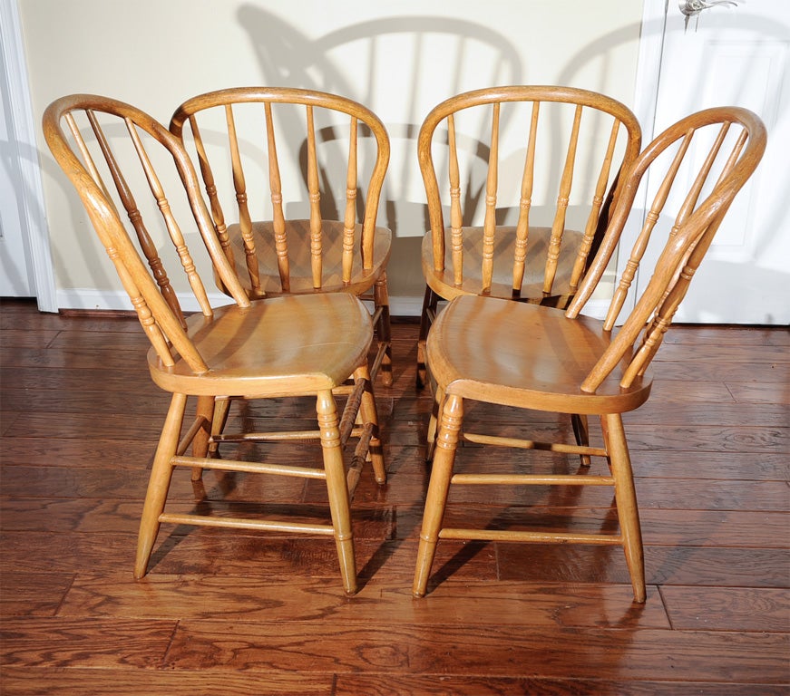 Set of Four Antique Oak Bentwood Chairs at 1stDibs
