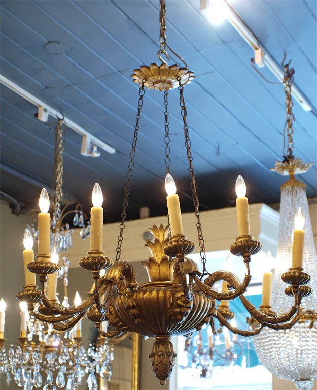 Antique Italian carved giltwood twelve light chandelier. 5