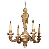 Antique French Directoire giltwood four-light chandelier.