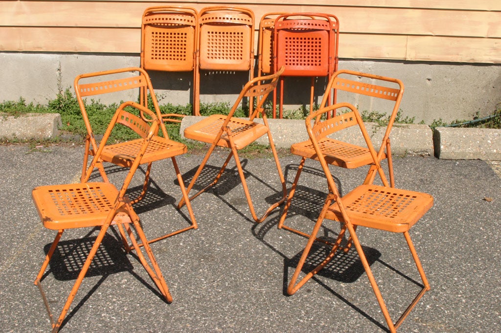 20th Century 6 French Metal Folding Chairs