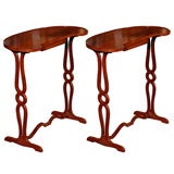 Pair Kidney Shaped Mahogony Side Tables