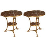 Pair French Marble Top Gueridons