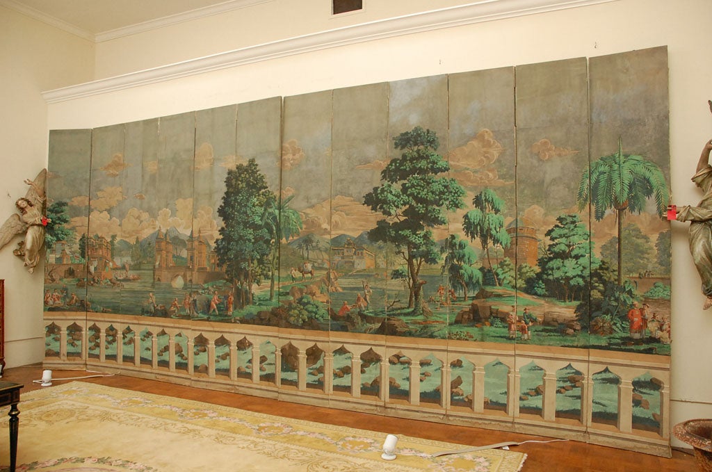 RARE ANTIQUE 12 PANELS PAPER SCREEN 'ZANADOU" BY ZUBER