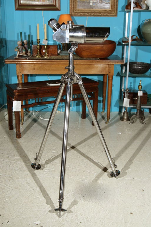 World War II German U-Boat polished steel binoculars on WWII military tripod