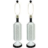 Paul Hanson pr lamps reticulated porcelain Hollywood Regency