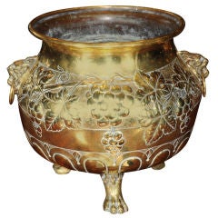 Footed Jardiniere of Brass with Relief of Grapes and Leaves