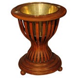 Edwardian Plant Stand of Mahogany with Brass Insert and Handle