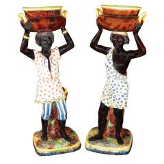 Antique Pair of Majolica Black-A-Moors by Thomas Sergent