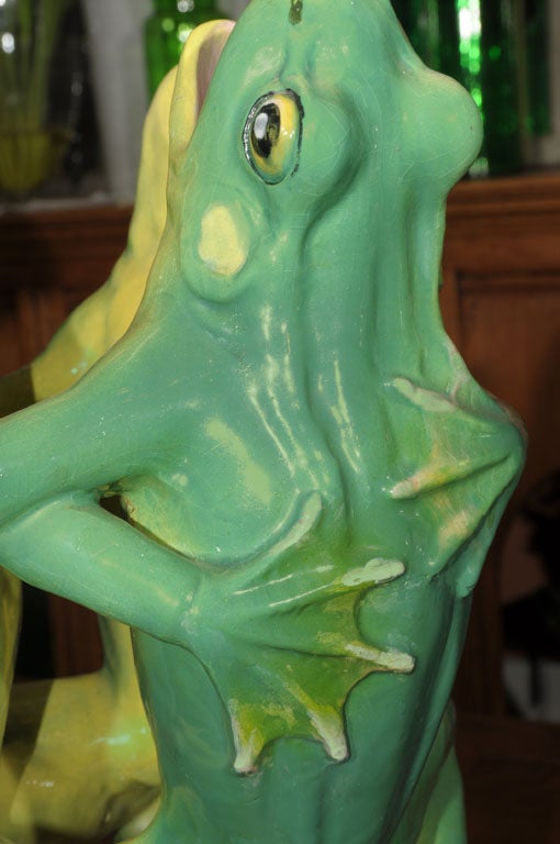 French Majolica Dancing Frogs Centerpiece by Clement Massier