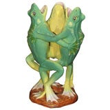 Vintage Majolica Dancing Frogs Centerpiece by Clement Massier