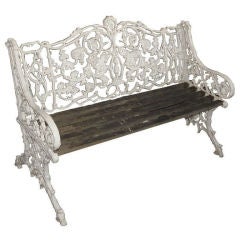 Antique Ornamental Cast Iron Garden Seat (Coalbrookdale Rustic Style)