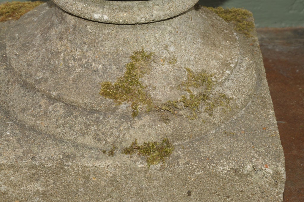 English Bronze Sundial on Baluster-Shaped Column Base of Garden Stone