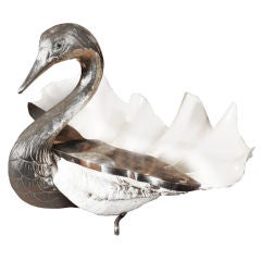 Swan Centerpiece (Sea Shell  with Silver Overlay)