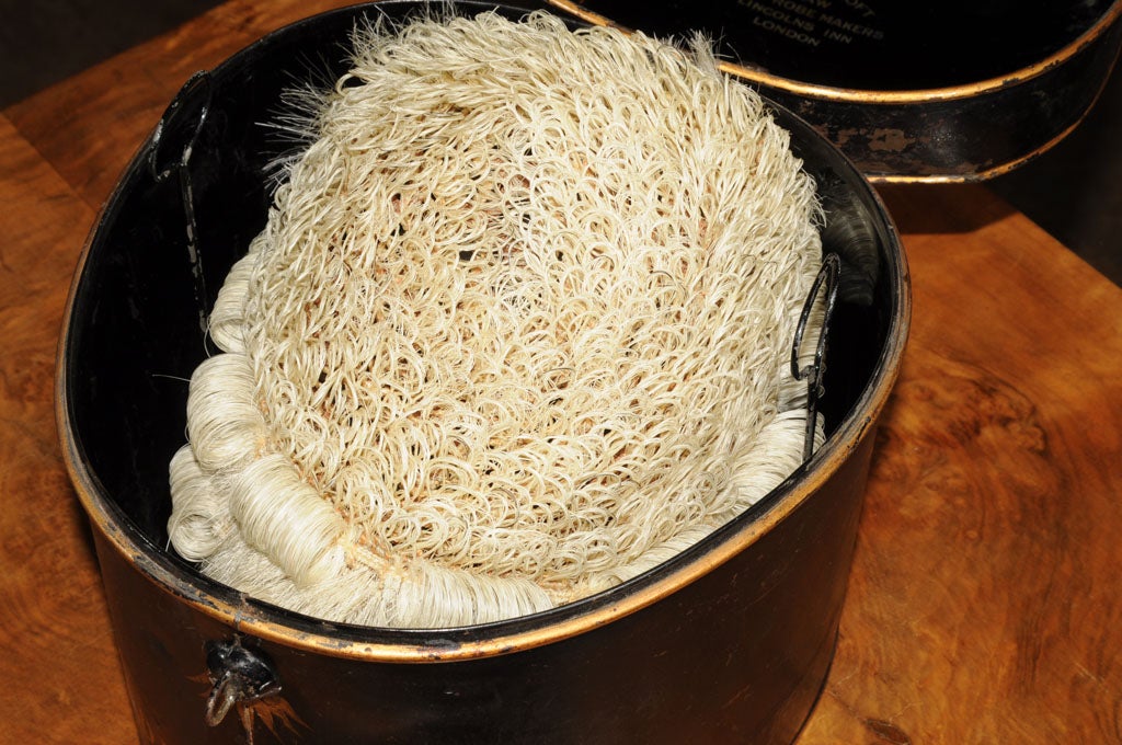 An English Barrister's Wig in Tole Box (With Riser) 1
