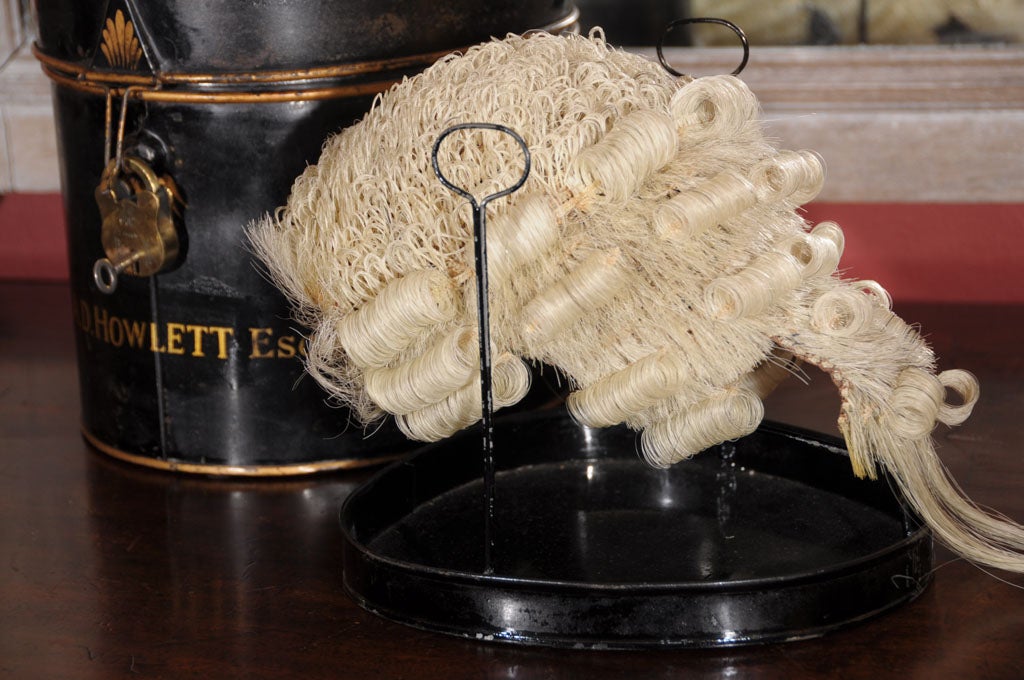 An English Barrister's Wig in Tole Box (With Riser) 3