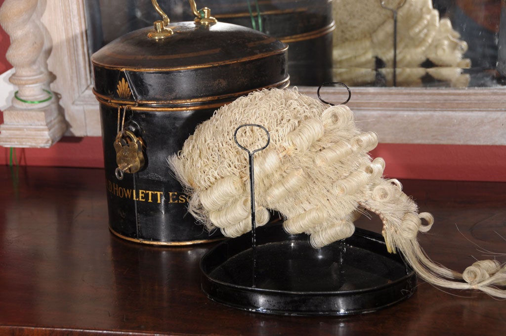 19th c. English William IV Wig Stand With Wig For Sale at 1stDibs