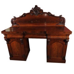 English Pedestal Sideboard of Flame-Cut Mahogany