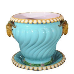 Majolica Pot with Ram's Heads by Minton