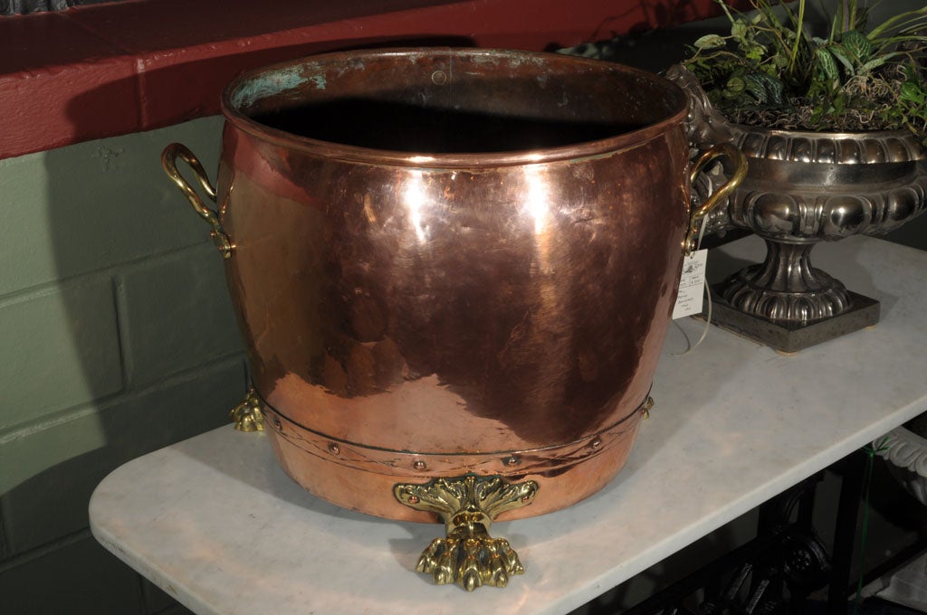 Copper Bin with Brass Claw Feet