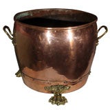 Antique Copper Bin with Brass Claw Feet