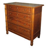 Faux Bamboo Chest-of-Drawers of Long Pine with Marble Top