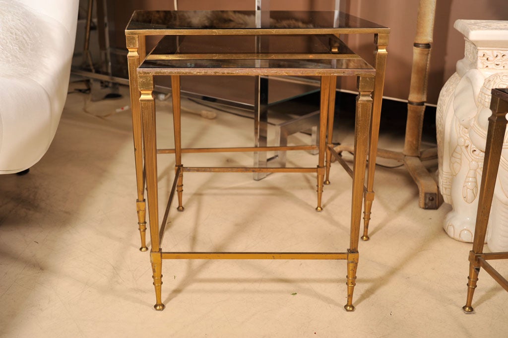 Polished Brass Nesting Tables, Italy, circa 1950