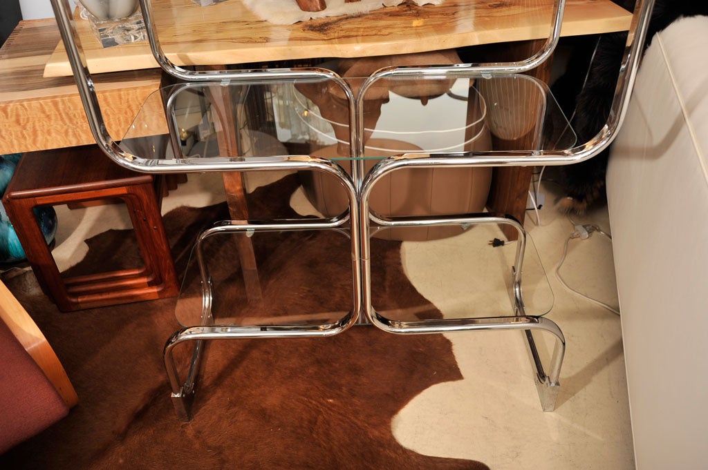 Étagère, Mid-Century Chrome Shelving Unit, by Tricom, Italia, Chrome, C 1960 In Good Condition For Sale In New York, NY