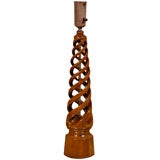 Very Unique Wood Carved Spiral Lamp